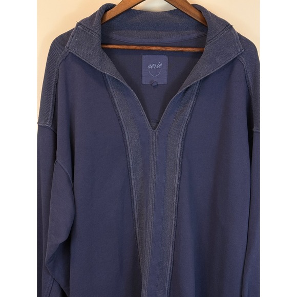 Aerie Starry Skies Navy Blue Sweatshirt Size Large Oversized Raw Edge - Picture 10 of 11